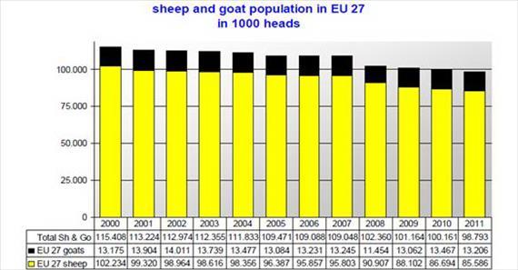 13. Economic Aspects of Sheep, Goat and Wool production sufficiency of 84% and exports a negligible part of its total production, while imports account for around 221 000 tons mainly from New Zeeland