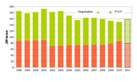7. Complex economic issues of vegetable production Source: Fruitveb, 2011. There is around 6,0 million hectares of cultivated land of agriculture in Hungary, of which horticulture accounts for 4-5%.