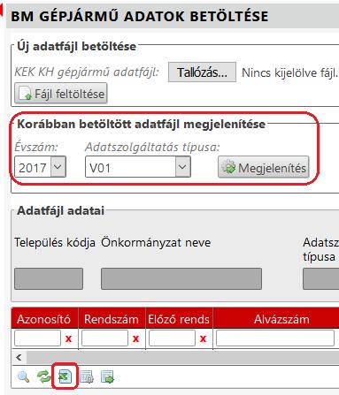 6. BM gépjármű adatok Excel exportálása Lehetőség van az Adatkapcsolatok/BM gépjármű adatok betöltése menüpontban a korábban az ASP Adó szakrendszerben betöltött gépjárműadó adatszolgáltatások