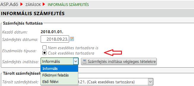 elszámolás mellett elérhető az elszámolás Nem esedékes tartozásra is. A két elszámolás típus az Azonnali számfejtésnél alkalmazottal azonos elven működik.