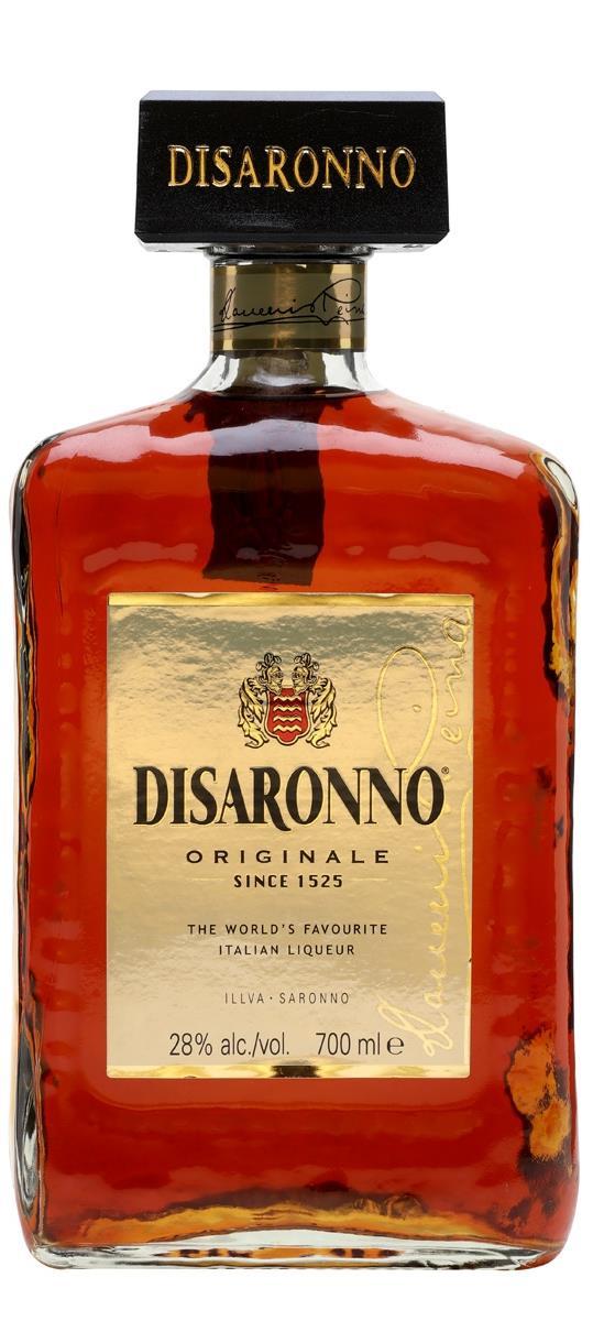 DiSaronno Amaretto 0,7l Bár a Disaronno receptje titkos, annyit lehet tudni, hogy sárgabarackmag olajból nyerik, amelyhez 23 féle gyógy- és fűszernövényt adnak hozzá.