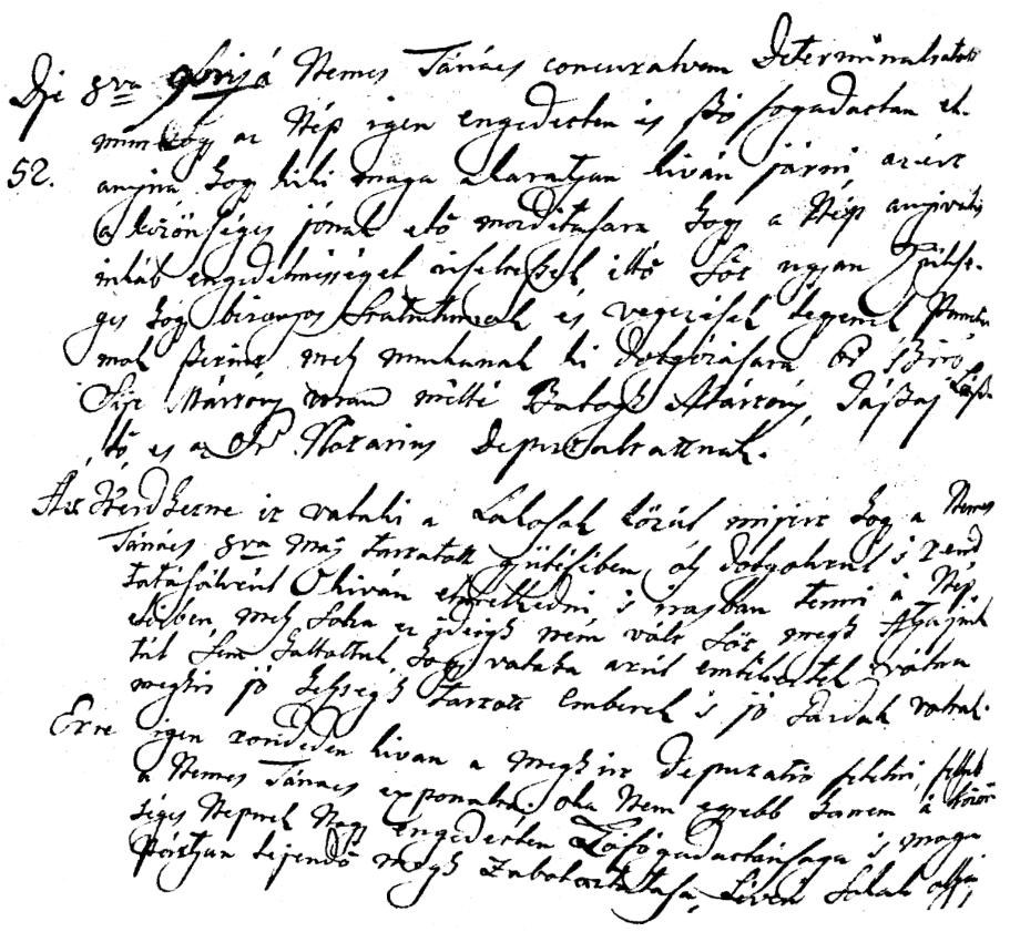 Jegyzőkönyvi bejegyzés a helyi rendelet szükségességéről. Jászkisér, 1746 Jászkisér tanácsának jegyzőkönyve 1745 1772. 56. p.