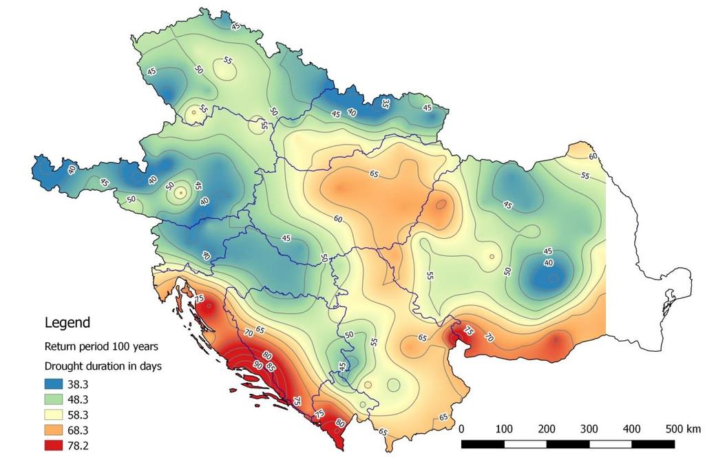 TOVÁBBI ASZÁLYDEFINÍCIÓ A DRIDANUBE PROJEKTBEN: ZT módszer Extrém csapadékmentes időszak hossza és visszatérési ideje