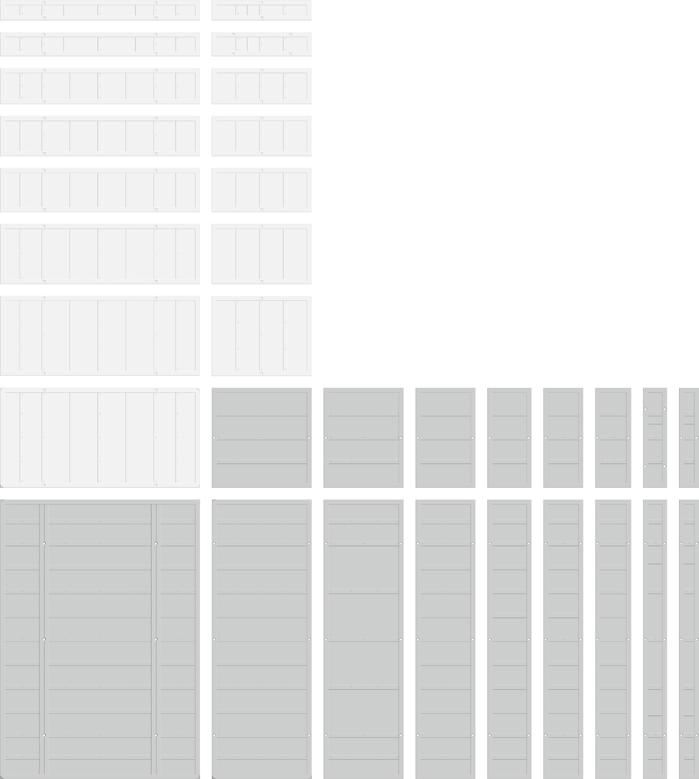 25 30 Rendszerszintű szimmetria Elemek és sarkok A nagyfokú rugalmasság érdekében 45 50 65 75 100 A Mammut 350 zsalucsalád széles elemkínálata lehetővé teszi a rugalmas és gördülékeny zsaluzást és
