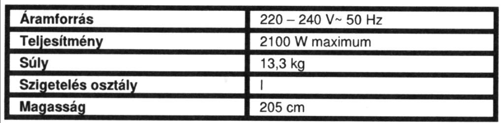 IV. Elhelyezés: A készüléket sima, vízszintes felületre helyezze el. A kvarc izzó és a föld felszíne között minimum 180 cm távolságot kell hagyni.