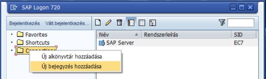 (Hostname) SAProuter-String (SAP router address) Rendszer-ID (SAP-rendszer specifikus