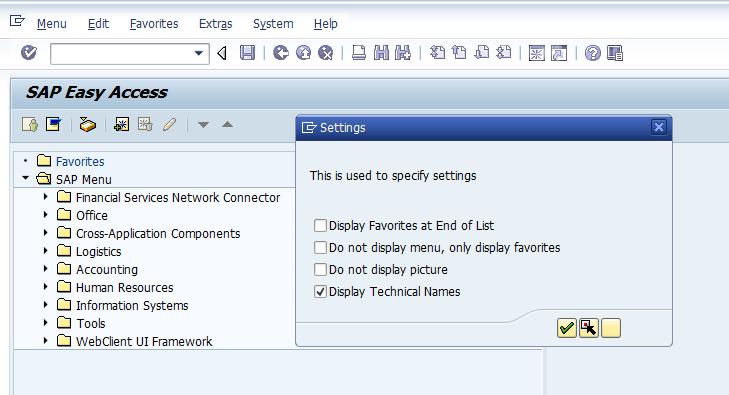 EXTRAS Settings