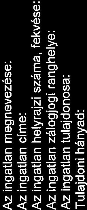 első Füzesgyarmat Város Onkormányzata III Az ingatlan megnevezése: Az ingatlan címe: Az ingatlan helyrajzi száma, fekvése: Az ingatlan zálogjogi ranghelye: Az ingatlan tulajdonosa: Tulajdoni hányad: