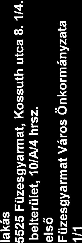 első Füzesgyarmat Város Onkormányzata I/I Az ingatlan megnevezése: Az ingatlan címe: Az ingatlan helyrajzi száma, fekvése: Az ingatlan zálogjogi ranghelye: Az ingatlan tulajdonosa: Tulajdoni hányad: