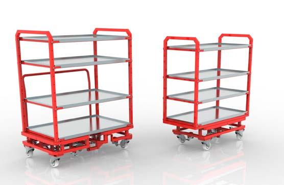 For our systems, we have designed several trolleys to transport all standard containers.