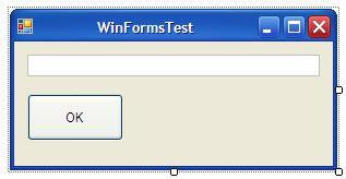 158 át, mondjuk WinFormsTest re. Most valahogy így kell kinézzen (a formot átméreteztem): A feladat a következő: rákattintunk a gombra, ekkor valamilyen üzenet jelenjen meg a Textbox ban.