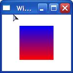 232 XAML: <Rectangle.Fill> <LinearGradientBrush> <GradientStop Color="Blue" Offset="0.0" /> <GradientStop Color="Red" Offset="0.5" /> </LinearGradientBrush> </Rectangle.