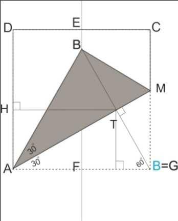 a) JelöljükG pottal a égyzet B potjáak helyét a hajtogatás előtt, a égyzet oldalát pedig AF a-val. Mivel AF szakasz hossza az AB oldal hosszáak fele, a BFA -be cos BAF = =, AB m ( BAF ) = 60.