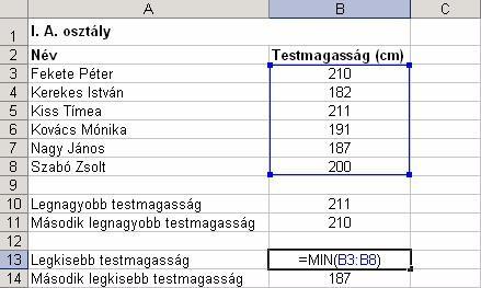 Az eredményt a C19 cellába beírt =DARABTELI(C5:C15;"elfogyott") képlet segítségével számoljuk ki.