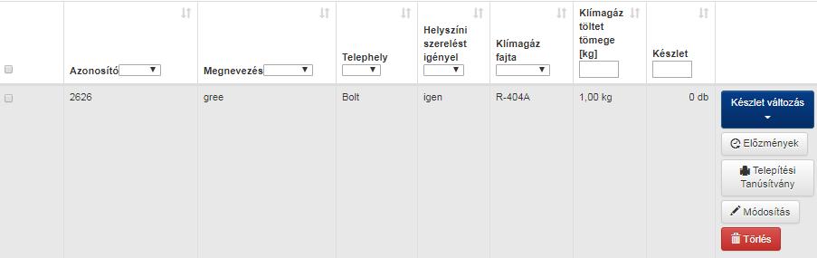 A készleten lévő mennyiség ilyen módon nem változtatható, azt csak a Készletváltozás menüpontban lehet megtenni. (3.