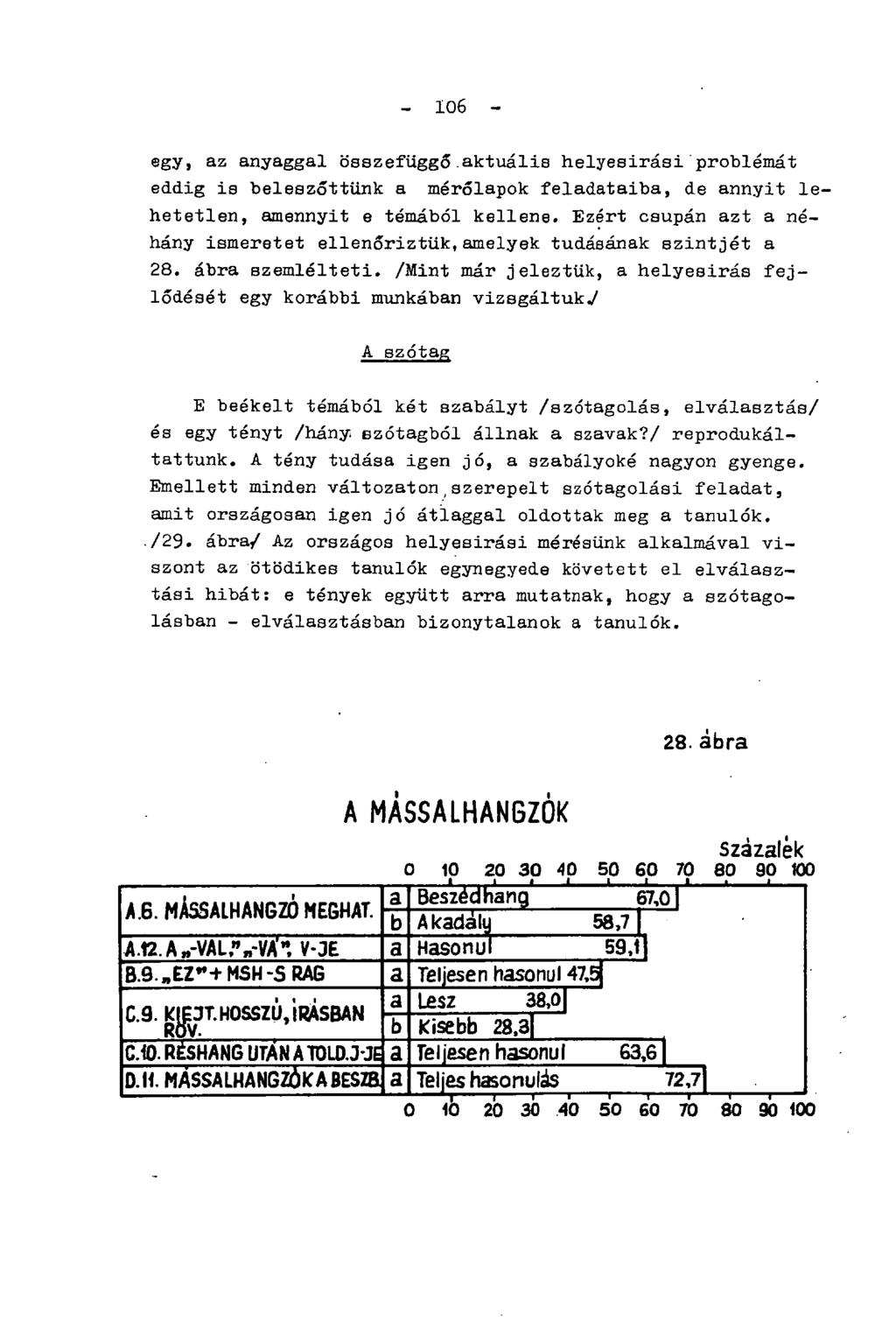 - 106 - egy, az anyaggal összefüggő.aktuális helyesírási problémát eddig is beleszőttünk a mérőlapok feladataiba, de annyit lehetetlen, amennyit e témából kellene.