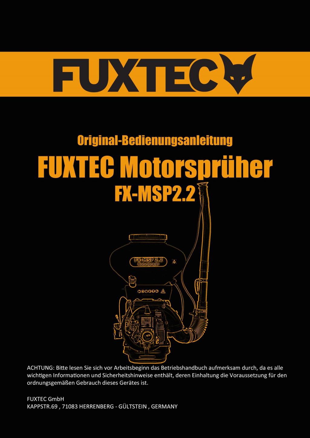 Használati utasítás FUXTEC Motoros permetező - PDF Ingyenes letöltés