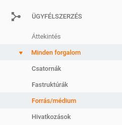 A Google Analytics felületén nyissuk meg a