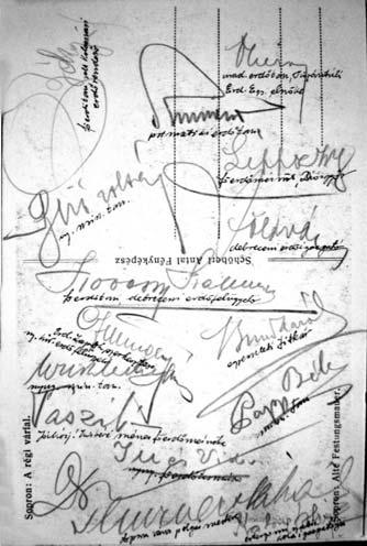 fényképész munkái 1926 táján) hátlapjára aláírásokat kért kollégáitól, barátaitól. A személyek majdnem teljes körû beazonosítását segítették olvasható kézírásával írt megjegyzései.