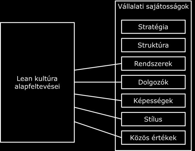 5. ábra A alapfeltevései és a Vállalati sajátosságok összetevői közt feltárt kapcsolatok. A folytonos vonal jelöli a 0,01 szinten szignifikáns összefüggéseket 8. A tézisek megfogalmazása 0.