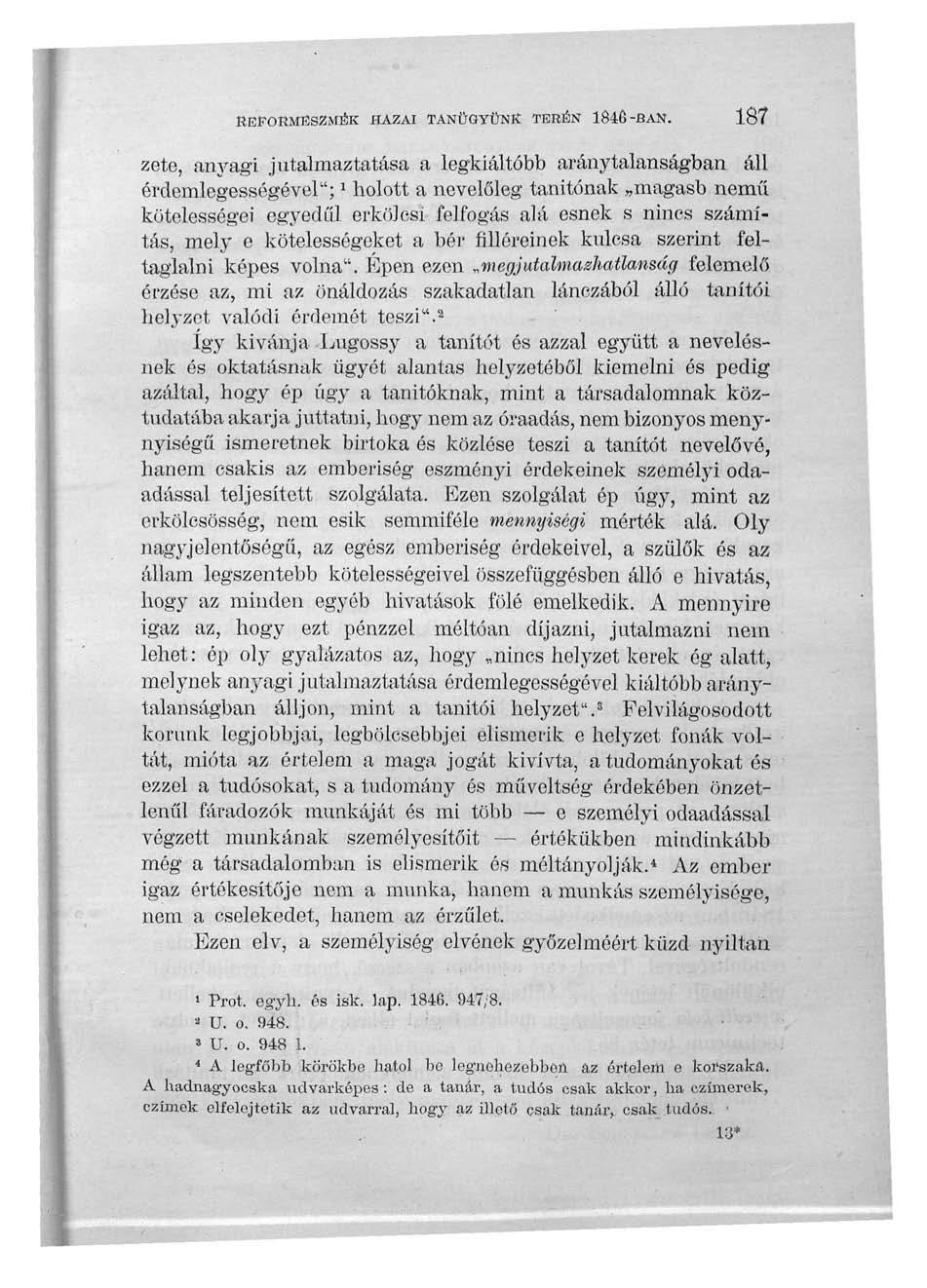 REFORMESZMEK HAZAI TANÜGYÜNK TERÉN 1846-BAN.