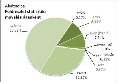 Területhasználat jellemzői A város igazgatási területének 11,55%-a belterület, míg a kivett területek aránya 31,57%.