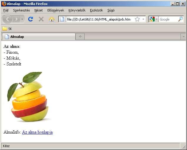 HTML alapok 3. Almalap elkészítése 1.