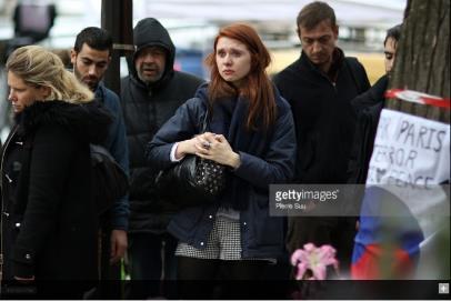 Előtér: 1 alak + fényképezőgép + fényképezős mobil + virágcsokrok + gyertyák Nem: nő Kor: fiatal Feketék/fehérek: fehér Pozitúra/proxemika: a földön térdel, előrehajolva Öltözet: hétköznapi Háttér: