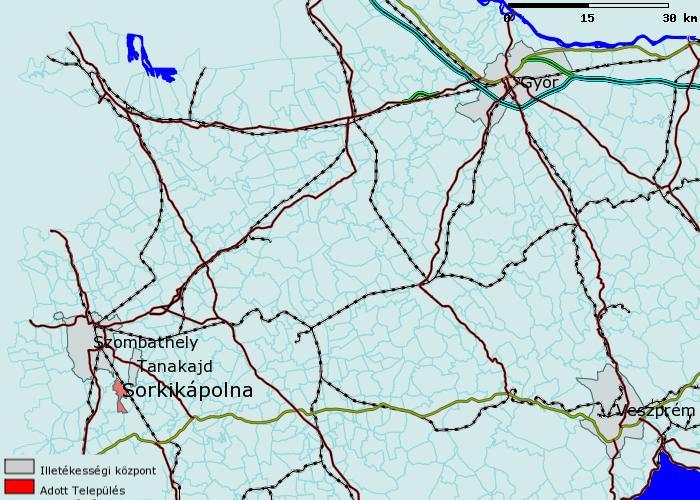 Intézmények illetékessége: Sorkikápolna Település * Az elérési idők meghatározása során az országos közúthálózaton, illetve a belterületen a KRESZ által meghatározott általános