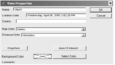Projection rbs;epnti/ kmnt; Area of Interest, b k¾bn épþrbs; View (background color) eyiggackmnt; View Properties munb erkayebledleyigebik Theme culkñúg View edaycuceli View menu => Properties 5>5