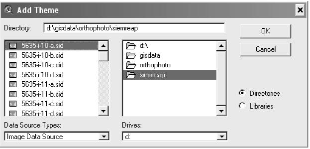 rubpabti25³ Add Image Theme rubpabti26³ Orthophoto of Siem Reap town in MrSID File Format (Photo: Early 2005) 6>4 Processing CamYynig GeoProcessing