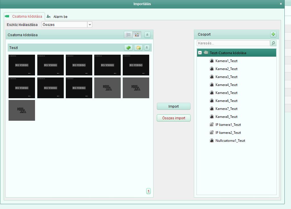 Kattintson az importált kamerán a