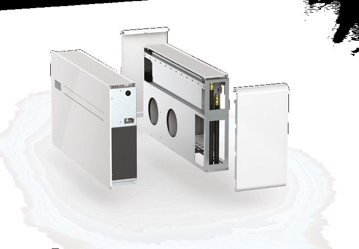 P. 13 + FCU integrált fan-coillal + FCU with integrated fancoil A + FCU -val egyetlen készülékházban kerül összeépítésre a nyári és téli működésre szolgáló klímaberendezés, valamint a meleg vízzel