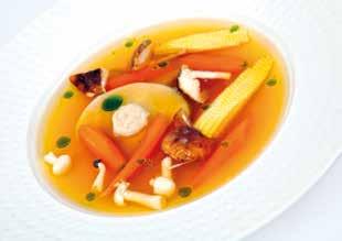 SOUP WITH MARINATED SALMON, CORIANDER AND COCONUT MILK FOAM