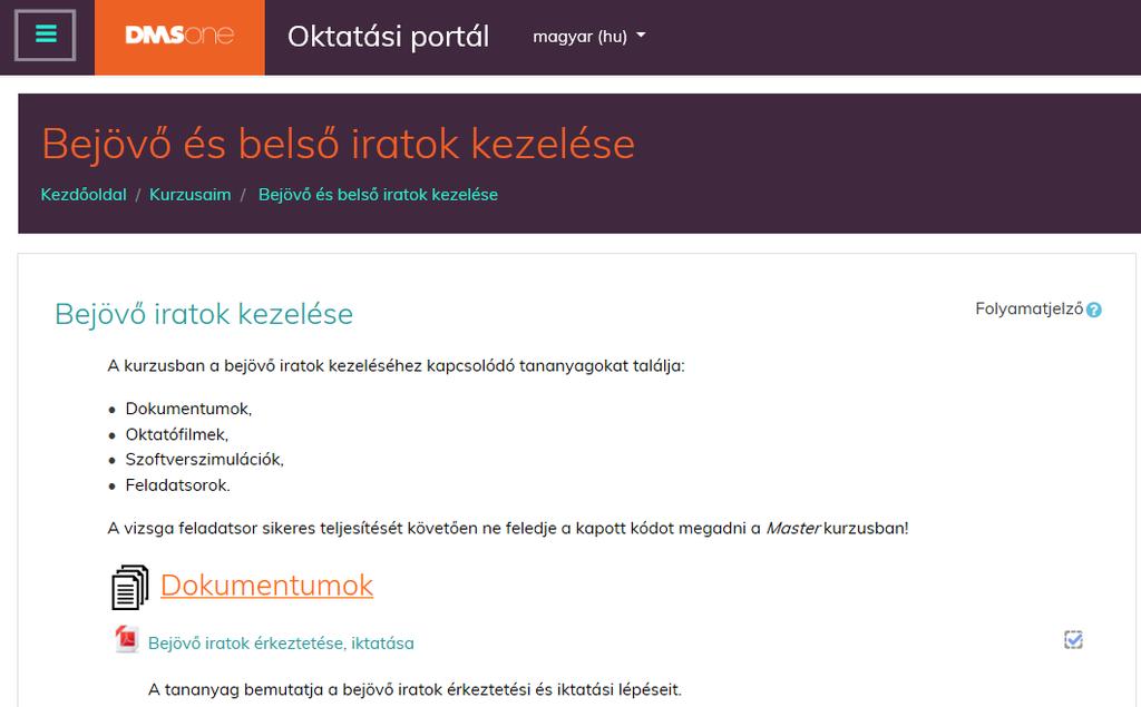 A Navigációs panel megjelenítését ugyanezzel a gombbal tudjuk megtenni. A Kezdőoldal szekciói Bemutatkozás A Bemutatkozás szekcióban egy rövid leírást talál az Oktatási Portálról.