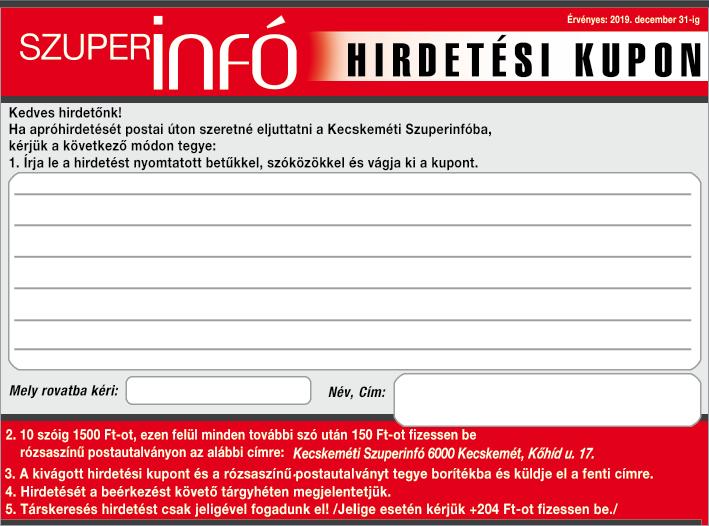 www.keszin.hu 5 ADÁS-VÉTEL MINDENFÉLE gépjárművet megvásárolok (tehergépkocsit is forgalomból kivonással). 25 Ft/kg. +36 70 385 0002 MORA klasszik, alig használt gáztűzhely eladó. Iá:40.