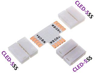 tápcsatlakozó elosztó RGBW LED szalaghoz kompatibilis a CLED-5SS csatlakozóval 79 Ft CROSS STRIP to STRIP 5-pin + Connector compatible with CLED-5SS CLED-5+ Kereszt alakú toldó tápcsatlakozó elosztó