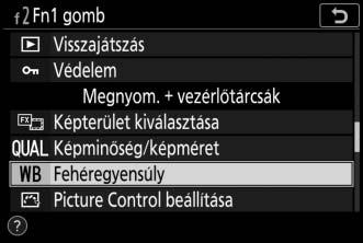 3 Válasszon ki egy beállítást. Jelölje ki a kívánt funkciót, majd az J gomb megnyomásával rendelje azt a kiválasztott gombhoz, és térjen vissza a 2.