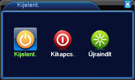 1.20 Kijelentkezés Kijelentkezés, rendszer leállítása vagy újraindítása. 15. ábra Kijelentkezés [Kijelentkezés] Kilépés a menüből. Következő belépésnél jelszó felajánlása.