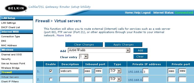 58. ábra Belkin router 1.34 Channel mód Miután beállítottuk a routerünket és a kameráink is a kívánt IP címekkel rendelkeznek, már továbbléphetünk beállítáni a rögzítőn is a kamerákat. 1. Lépés Az első feladat az IP csatornák beállításánál a Channel mód választás.