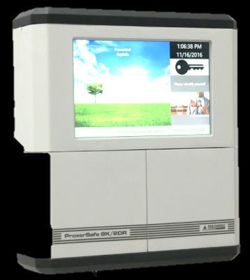 ProxerSafe Smart 2B RFID technológián alapuló működésű biztonsági kulcsszekrény két rekesszel, érintőképernyős beépített PC-vel.