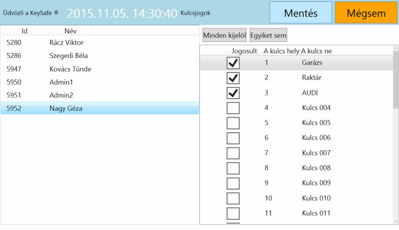 menüpontban végezhetjük el. A tárolóegységek nyitásához való jogokat is ugyanebben a menüpontban kell kiadni illetve elvenni.