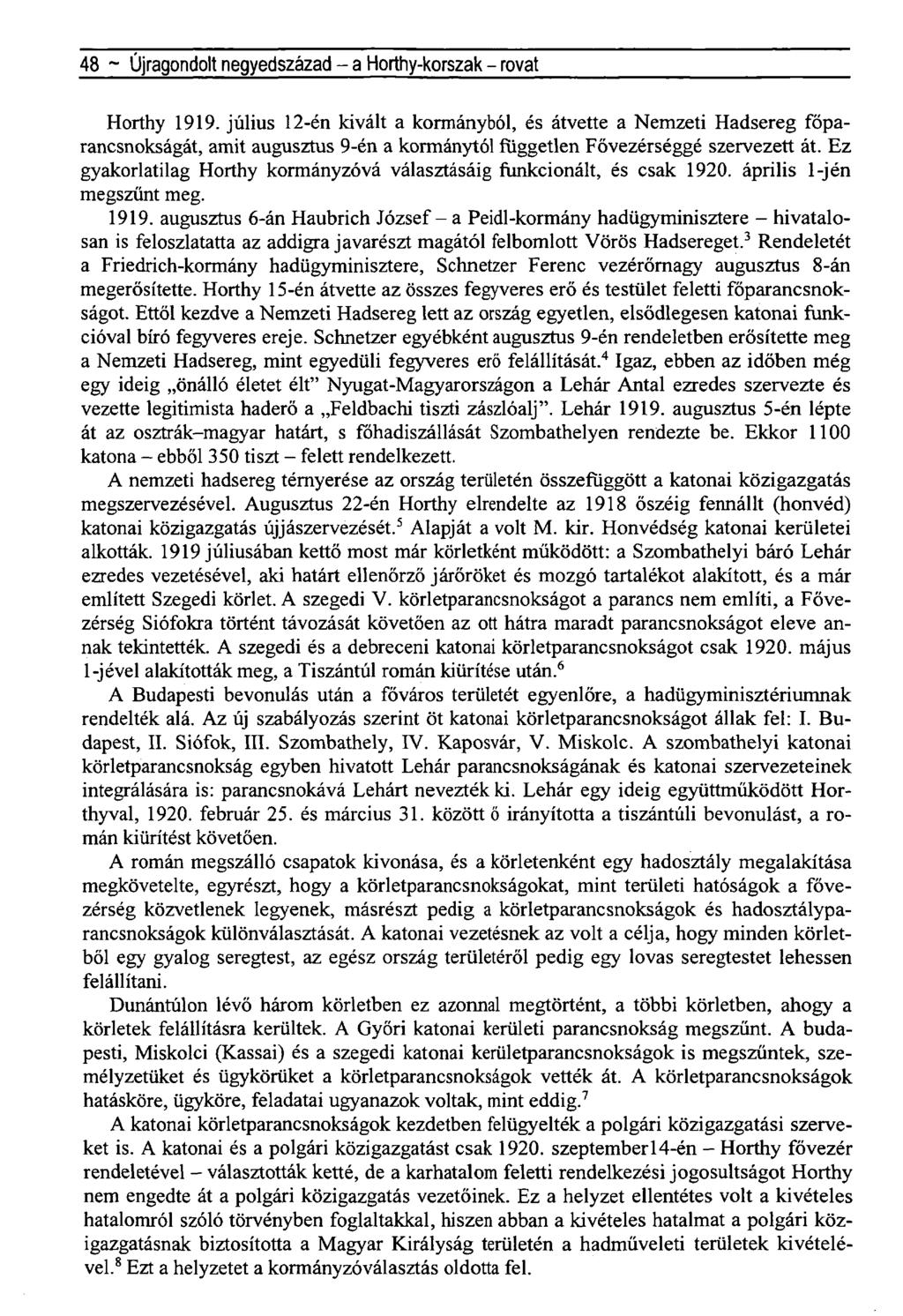 48 ~ Újragondolt negyedszázad - a Horthy-korszak - rovat Horthy 1919.