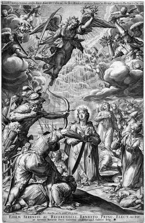 JERNYEI KISS JÁNOS 6. Pieter de Witte (Peter Candid) után Jan Sadeler: Szent Orsolya és társai mártíromsága, rézmetszet, 16.