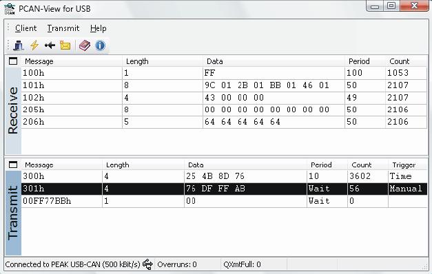Connect PCAN View with "Connect to CAN Hardware" according to the USB system bus adapter and the baud rate.