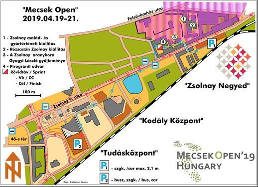 VERSENYNAPI PROGRAMOK 1.nap, Április 19.: Versenyközpont, cél: Pécs, Zsolnay Kulturális Negyed Pirogránit udvar, Cím: 7630 Pécs, Zsolnay Vilmos út 37. GPS: 46.077526, 18.