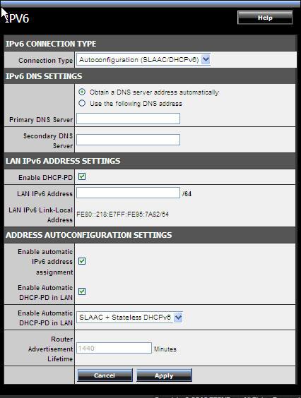 IPv6 DNS Settings: Select either Obtain DNS server address automatically or Use the following DNS Address. Primary/Secondary DNS Address: Enter the primary and secondary DNS server addresses.
