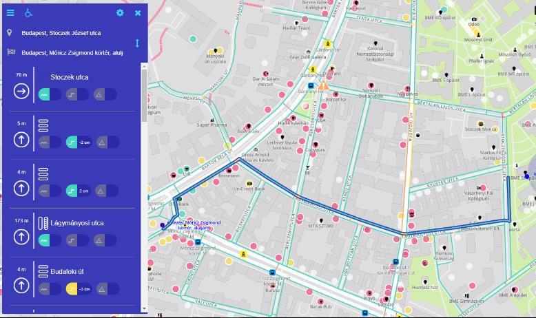 akadálymentes/segítséggel/nem akadálymentes akadálymentes útvonaltervező (gyalogosan) padka stílusának és