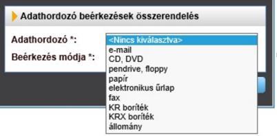 Amennyiben szeretnénk korlátozni, hogy bizonyos adathordozóknál csak bizonyos beérkezés módot lehessen kiválasztani, abban az