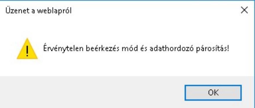 Ha a beállítás sikeres, iktatáskor csak a felvitt kombinációkat lehet használni, máskülönben a program az alábbi üzenettel figyelmeztet: Adatlapséma A menüpont kizárólag önkormányzati ügyfeleink